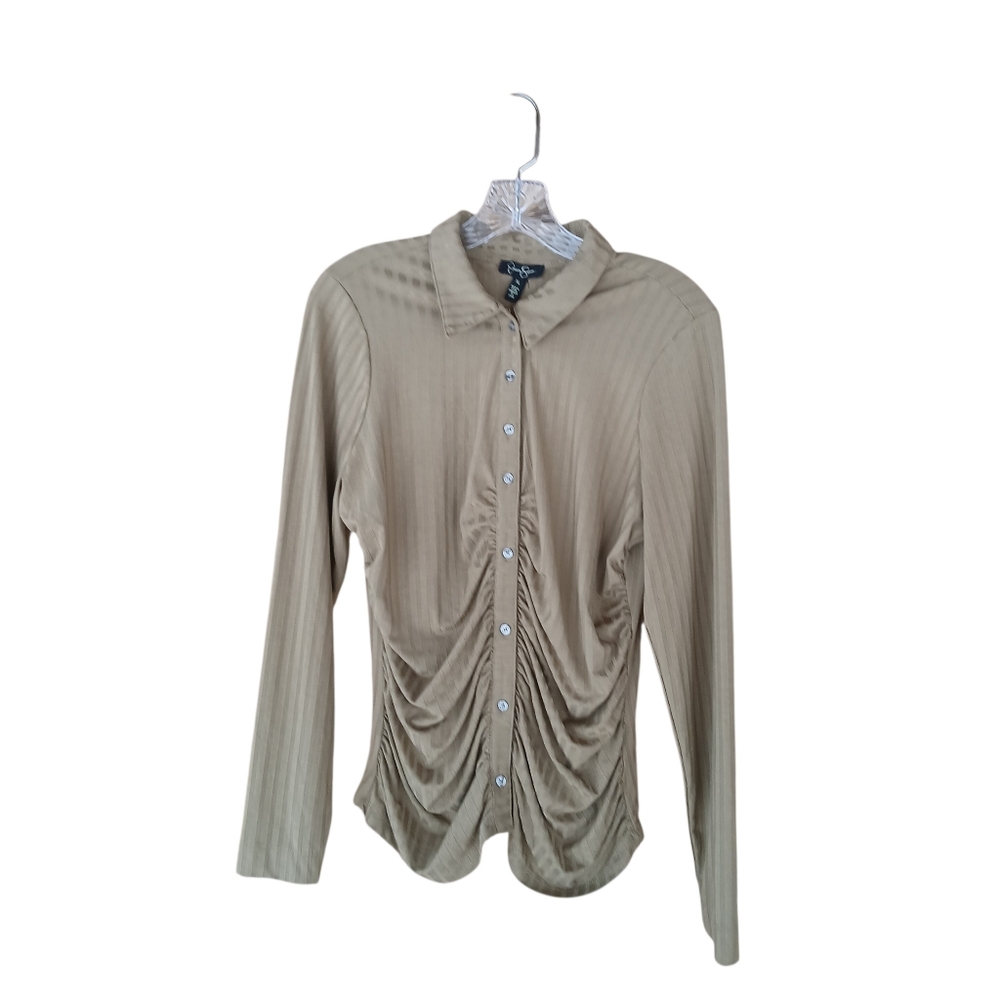 Jessica Simpson Dried Herb Long Sleeved Ruched Knit Shirt Size XL